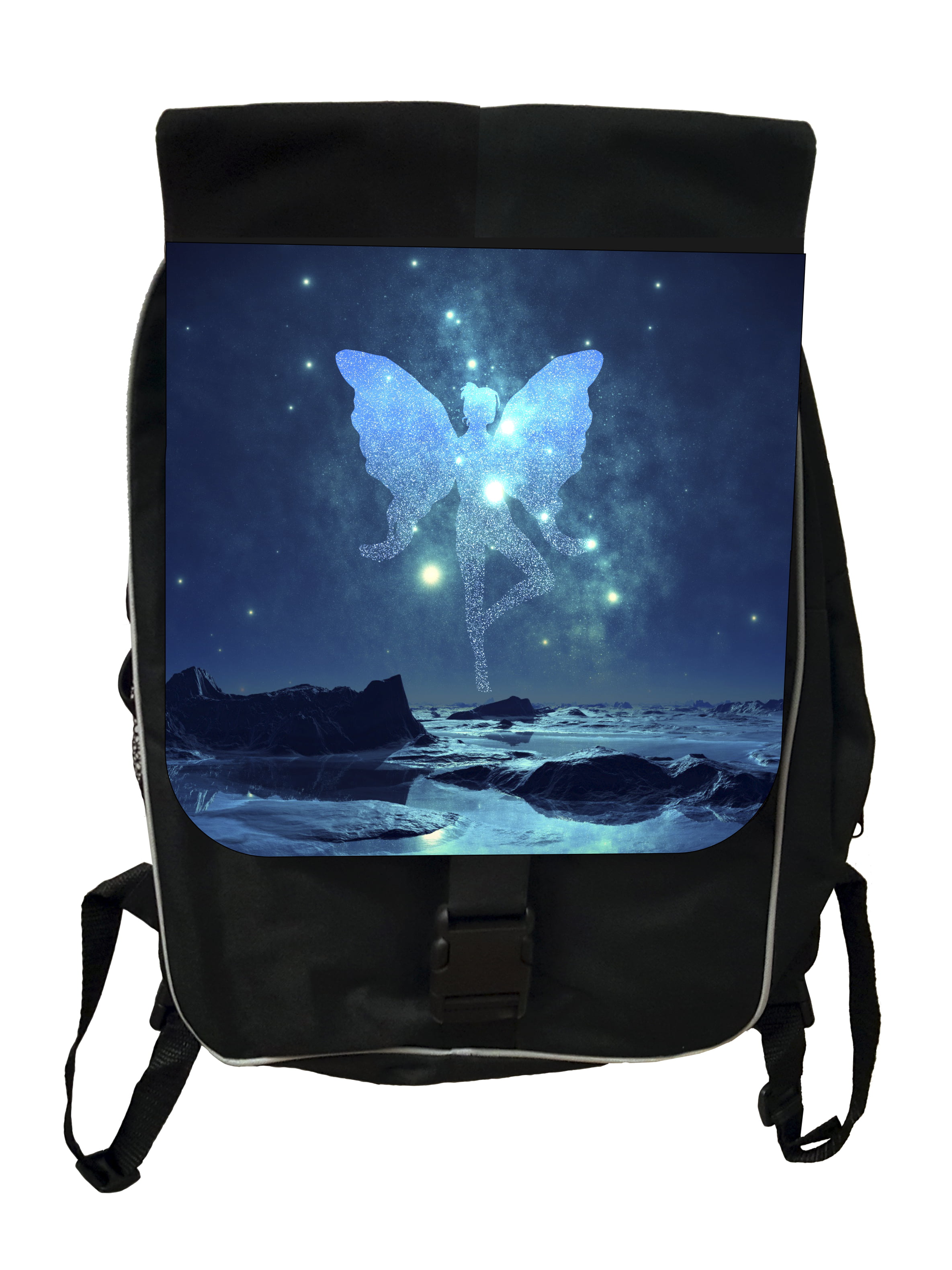 Blue Galactic Fairy Girls Black Laptop Shoulder Messenger Bag and Small Wire Accessories Case Set 