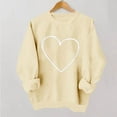 thumbnail image 2 of Womens Valentine's Day Heart Print Sweatshirt - Oversized Crewneck Minimalist Outline, Beige Casual Romantic Gift for Her,Size S, 2 of 6