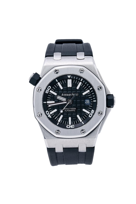 Pre-Owned Audemars Piguet Royal Oak Offshore Chronograph 42MM 15703ST.OO.A002CA.01 Black Dial Stainless Steel Bezel Black Rubber Band