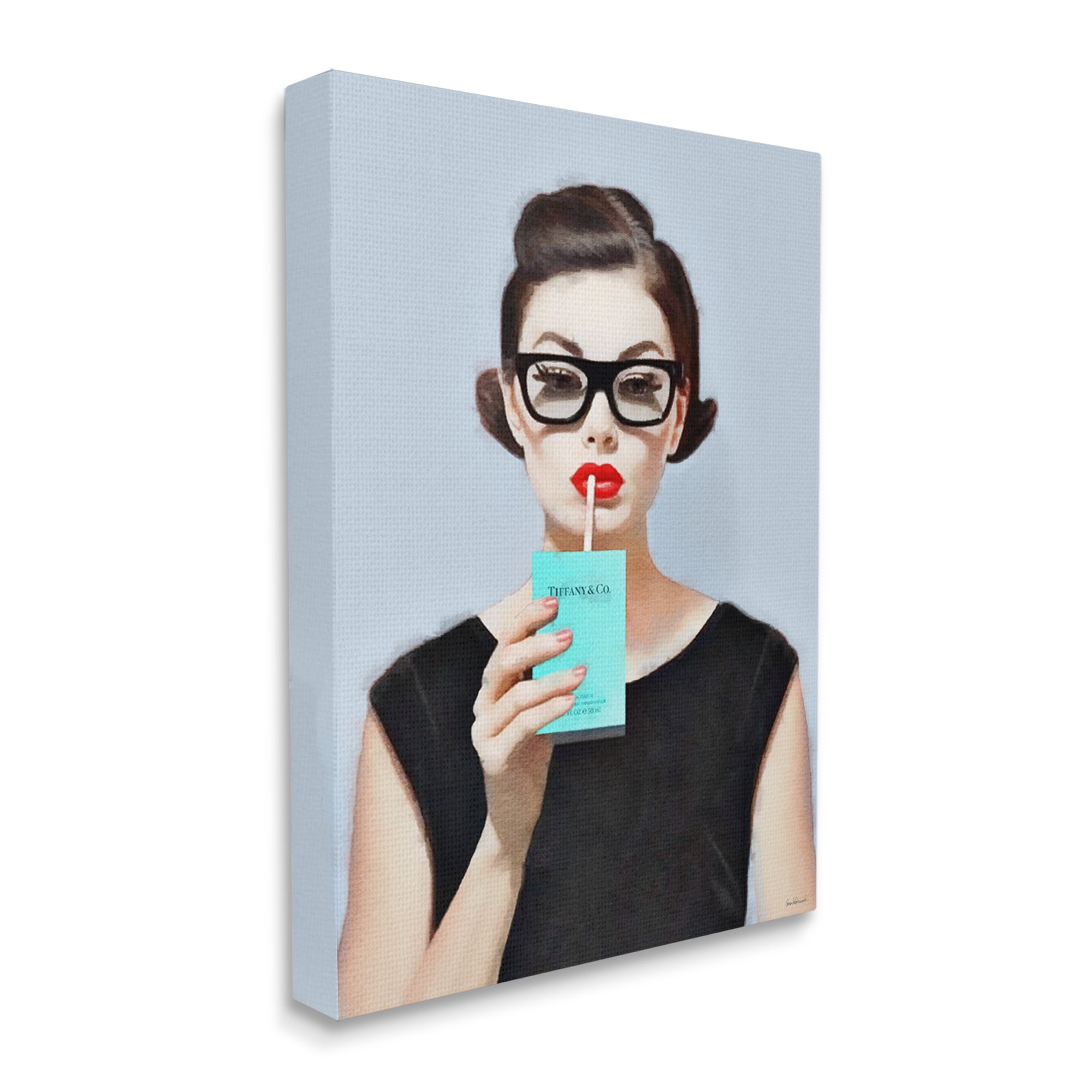 Stupell Industries Girl with Glam Drink Beauty & Fashion Painting Gallery Wrapped Canvas Print Wall Art, 24 x 30
