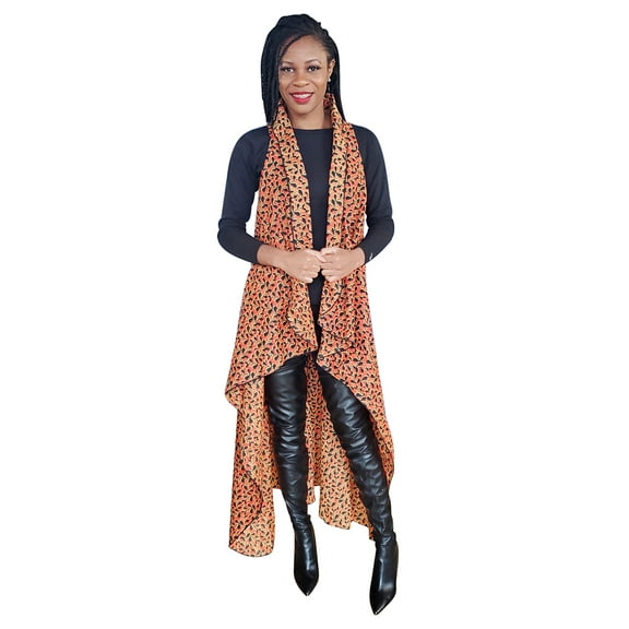 Leaf African Print Fashion Shawl wrap with Armholes Light-weight with Belt