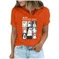 thumbnail image 4 of LYEAA Halloween Short Sleeve Tops for Women Crew Neck Regular Straight Cuff Casual Wear Ghost Holiday Clothes Orange M, 4 of 5