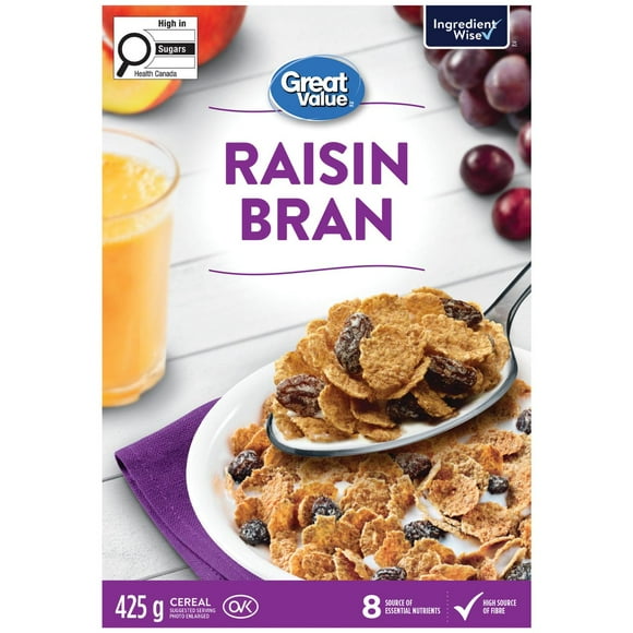 Great Value Raisin Bran Cereal, 425 g