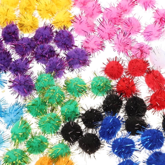 SEWOART 100Pcs Pom Poms for Craft Assorted Color Fluffy Balls for and Fringe