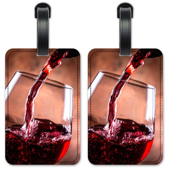 Pouring Red Wine - Luggage ID Tags / Suitcase Identification Cards - Set of 2