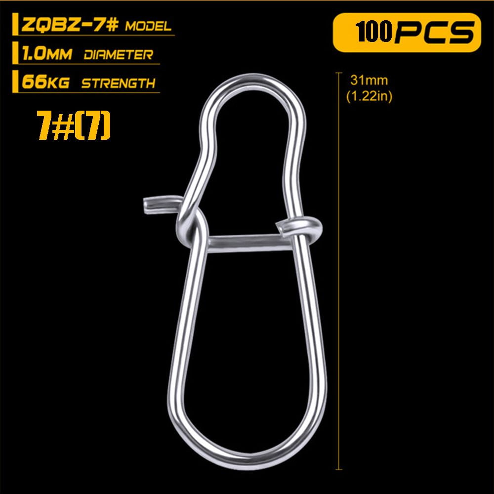 100pcs Fishing Swivel Connector Hooks Line Clip Lock Carabiners