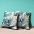 thumbnail image 4 of Amrita Sen Curious Humming Bird Indoor/Outdoor Pillow with Removable Cover in  Turquoise Blue18x18, 4 of 5