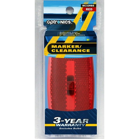 Optronics Lumière de Liquidation MC32RBS MC32 SERIES; Incandescent; Oblong; Lentille Rouge; Boîtier ABS Noir; avec Lentille Reflex; 12 Volts DC; Montage en Surface; Emballage de Détail