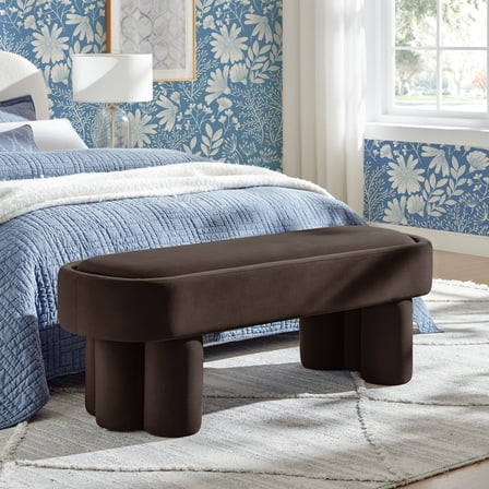 Modway Mossi Oval Performance Velvet Accent Bench in Chocolate Brown