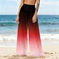 thumbnail image 5 of Mesh Beach Cover Up Pants for Women High Waisted Ombre Gradient Wide Leg Sheer Trousers Loose Fit Breathable Swimwear Outfits for Cruise, 5 of 7