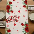 thumbnail image 5 of Table Runners 70 Inches Long Dress Scarves, Valentine's Day Farmhouse Coffee/Dining/Kitchen Table Decor, Holiday Table Runner, Romantic Love Trees Red Roses Beige 13x70 Inch, 5 of 9