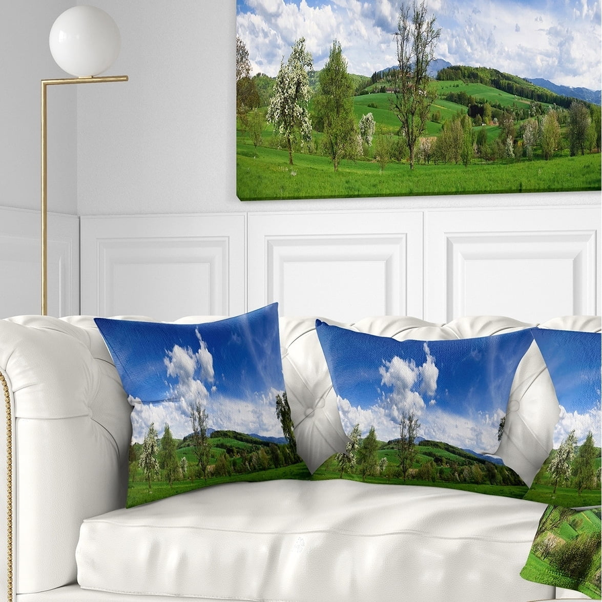 Design Art Designart Green Blue Spring Landscape Photography Throw Pillow Walmart Com Walmart Com
