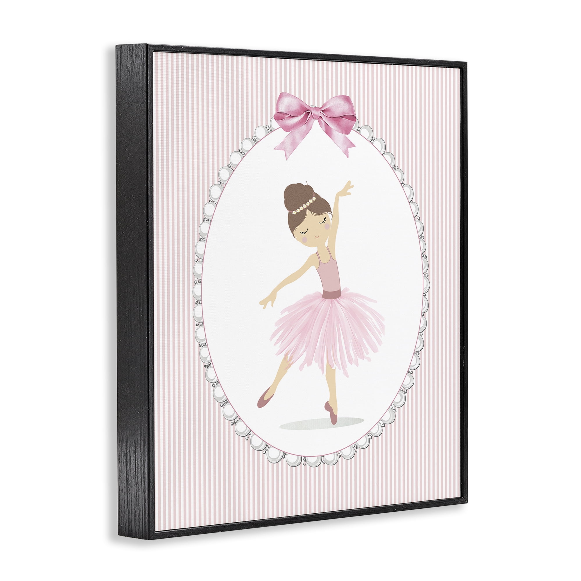 Stupell Industries Delicate Dance on Stripes Black Framed Giclee Art, design by Christine Simpson Art
