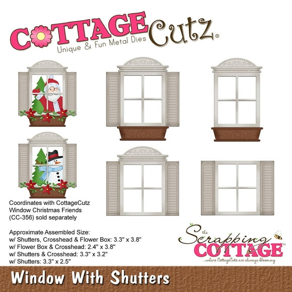 Cottagecutz Dies-Window W/Shutters 2.4" à 3.8"