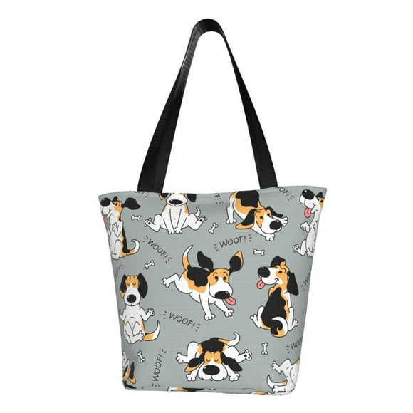 Balery Funny Beagle Active Dog Bolsa de Hombro con Diseño, Bolsa Grande y Duradera, Bolsa Versátil para Compras