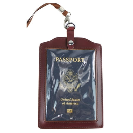 Vagarant Traveler Cowhide Leather Double Side Passport Holder with String B182WR