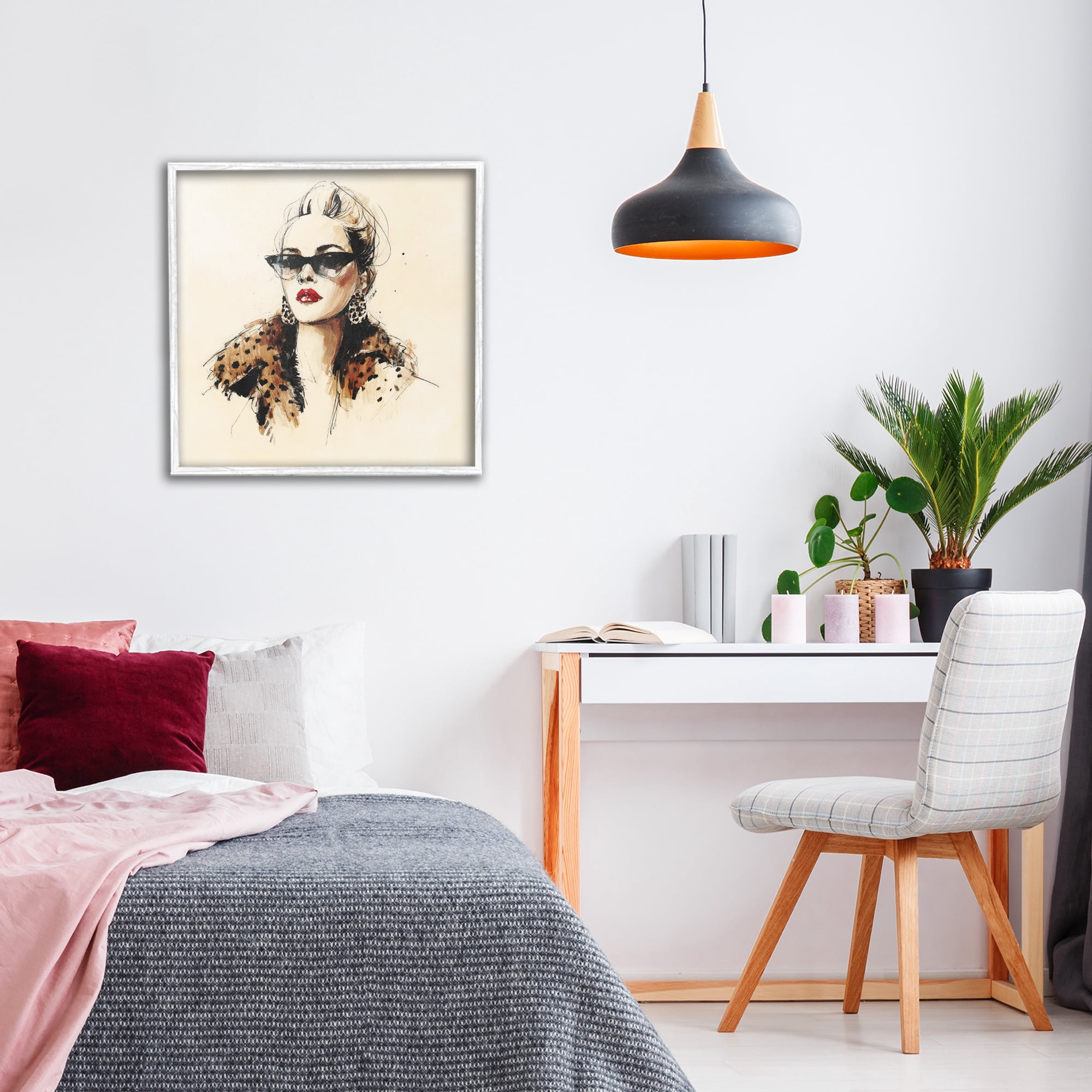 Stupell Industries Glam Leopard Sonata Portrait White Framed Giclee Art, design by Svetlana Aleynikova