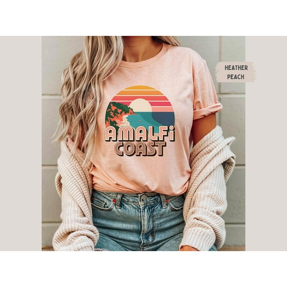 Simple Fit Amalfi Coast Vintage Unisex Tee, T-Shirt For Travelers, Retro Italy Graphic Shirt, Summer Vacation Top, Mediterranean Souvenir Clothing, All Size S-5Xl