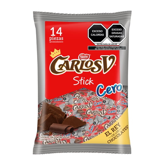 Chocolate con leche Carlos v stick sin azúcar 14 pzas
