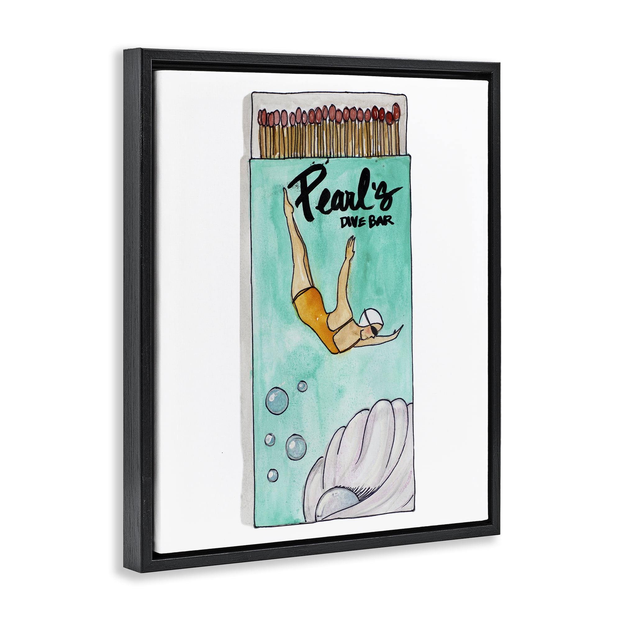 Stupell Industries Pearl Dive Matchbox Black Framed Floater Canvas Wall Art, design by Nola James