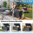 thumbnail image 3 of 190 Gallon Metal Deck Box, Waterproof Steel Outdoor Box, Large Patio Furniture Storage Cabinet, Lockable Storage Bench for Porch Package Delivery, Pillows, Cushions, Pool, Tools, Backyard, Grey, 3 of 10