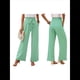 thumbnail image 3 of Pantalones de Salón Anchos para Mujer con Bolsillos, Cintura Alta, Ajustables, con Nudo y Holgados. Verde M, 3 of 7