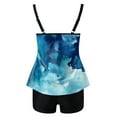 thumbnail image 5 of Yammkia Swim Top Women Ruffle High Waisted Tankini Swimsuit Tummy Control Bathing Suit(Blue,L), 5 of 5
