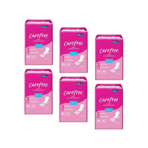 CAREFREE Acti-Fresh Body Shape Regular to Go Pantiliners, Unscented 54 ea (Pack of 6)