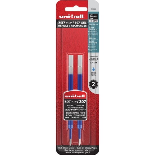 uni-ball 207 Plus Gel Rollerball Pen Refills 0.70 mm Point - Blue Ink - Super Ink, Water Resistant, Fade Resistant, Fraud Resistant - 2 / Pack