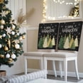 thumbnail image 3 of Christmas Chair Covers Set of 8 Green Xmas Tree Snowing Frohe Weihnachten Black Chair Back Covers Stretch Removable Washable Slipcovers Protector for Dining Room Kitchen Party Decor, 3 of 5