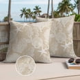 thumbnail image 2 of Beige Coastal Outdoor Pillow Covers Pack of 2 Nautical Starfish Seahorse Coral Summer Waterproof Throw Pillow Covers Decorative Cushion Cases for Patio Garden Tent Balcony Couch 26x26 inch, 2 of 9