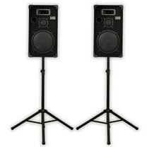 Acoustic Audio CR12 Passive 12" DJ Speaker Pair and Stands 3-Way PA Karaoke Speakers