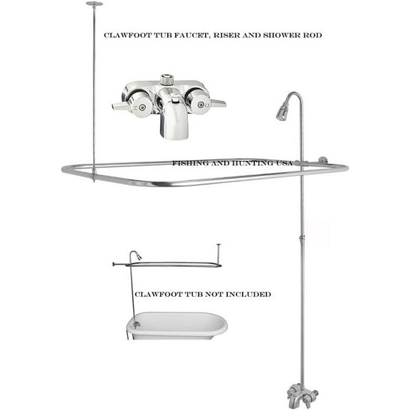 Add On Shower Kit for Claw foot Clawfoot Tub Faucet Riser & Shower Rod Surround