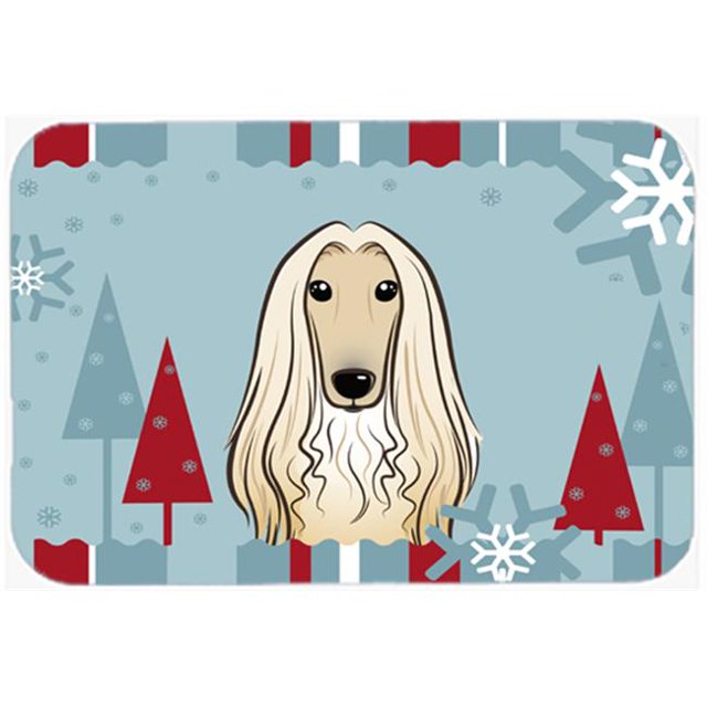 Winter Holiday Afghan Hound Kitchen & Bath Mat, 20 x 30