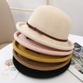 thumbnail image 2 of Round Top Rolled Lightweight Weave Design Straw Sun Hat for Women Outdoor Activities, 2 of 8