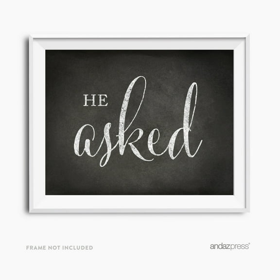 He Asked, She Said About Damn Time! Black Vintage Chalkboard Wedding Party Signs, 2-Pack