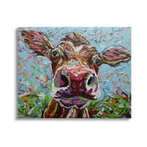 Stupell Industries Bold Cattle Cow Kaleidoscopic Layered Farm Painting Painting Gallery Wrapped Canvas Print Wall Art, Design by Carolee Vitaletti