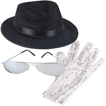 MJ Michael Jackson Costume Bundle With Fedora Hat Glove And Sunglasses ...