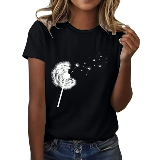 Birdeem T-Shirt Décontracté pour Femmes Imprimé Col Rond Manches Courtes Chandail Blouse Tops