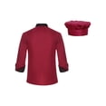 thumbnail image 2 of Manyakai Unisex Women Men Chef Coat with Hat Set Kitchen Restaurant Work Uniform Short Sleeve Jacket Burgundy C 4XL, 2 of 7