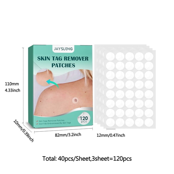 120 Pcs Natural Skin Tag Remover Patches - Warts & Tag Cover Sticker, Acne Pimple Patch For Blemishes & Zits, Spot Stickers For Face & Skin, Mild & Non-Irritating, Effective For Flat Warts, Skin Tags, Foot
