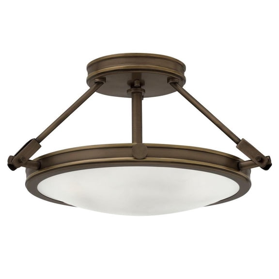 3 Light Small Semi-Flush Mount in Traditional-Mid-Century Modern Style 16.5 inches Wide By 9.25 inches High-Light Oiled Bronze Finish-Incandescent
