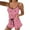 A-Pink120, variant on XIAONU Womens Pajamas Set Lace Trim Spaghetti Strap Top And Elastic Waist Shorts Sleepwear Set Trendy Solid Color Homewear Set