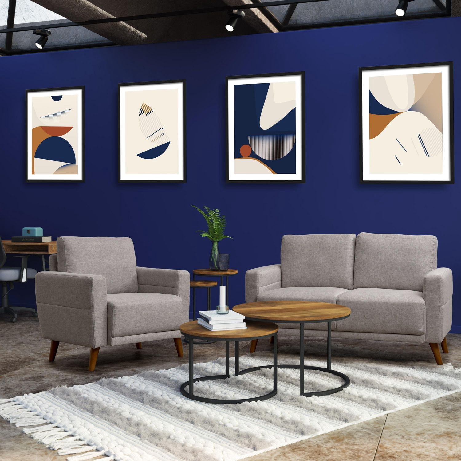 Fauteuil d'appoint d'intérieur rembourré gris clair moderne CorLiving Clara avec pieds en bois