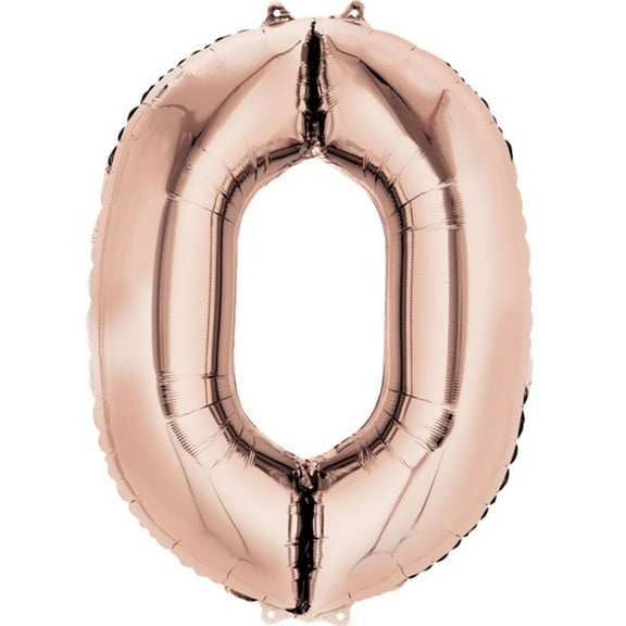 Anagram 87796 35 in. Rose Gold Number 0 Super Shape Foil Balloon