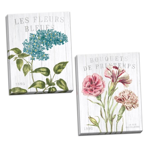 Gango Home Decor Cottage Fleuriste Paris IV & Fleuriste Paris V by Wild Apple Portfolio (Ready to Hang); Two 16x20in Hand-Stretched Canvases