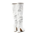 thumbnail image 6 of Women's Slouchy Knee High Boots Fashion Casual Patent Leather Pointed Toe Block Heeled Dress Tall Boots, 6 of 7