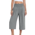 thumbnail image 5 of ATOYSOY Womens Smocked Waist Culottes Elastic High Waist Cropped Wide Leg Pants Casual Summer Capris For Beach And Vacation, 5 of 7