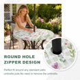 thumbnail image 4 of Round Outdoor Tablecloth with Umbrella Hole and Zipper, Spring Floral Tablecloth with Elastic Waterproof, Pink Flowers Green Plaid Pastoral Patio Table Covers for 31" - 35" Picnic Pool Tables, 4 of 9