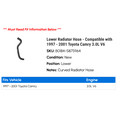 thumbnail image 2 of Lower Radiator Hose - Compatible with 1997 - 2001 Toyota Camry 3.0L V6 1998 1999 2000, 2 of 2